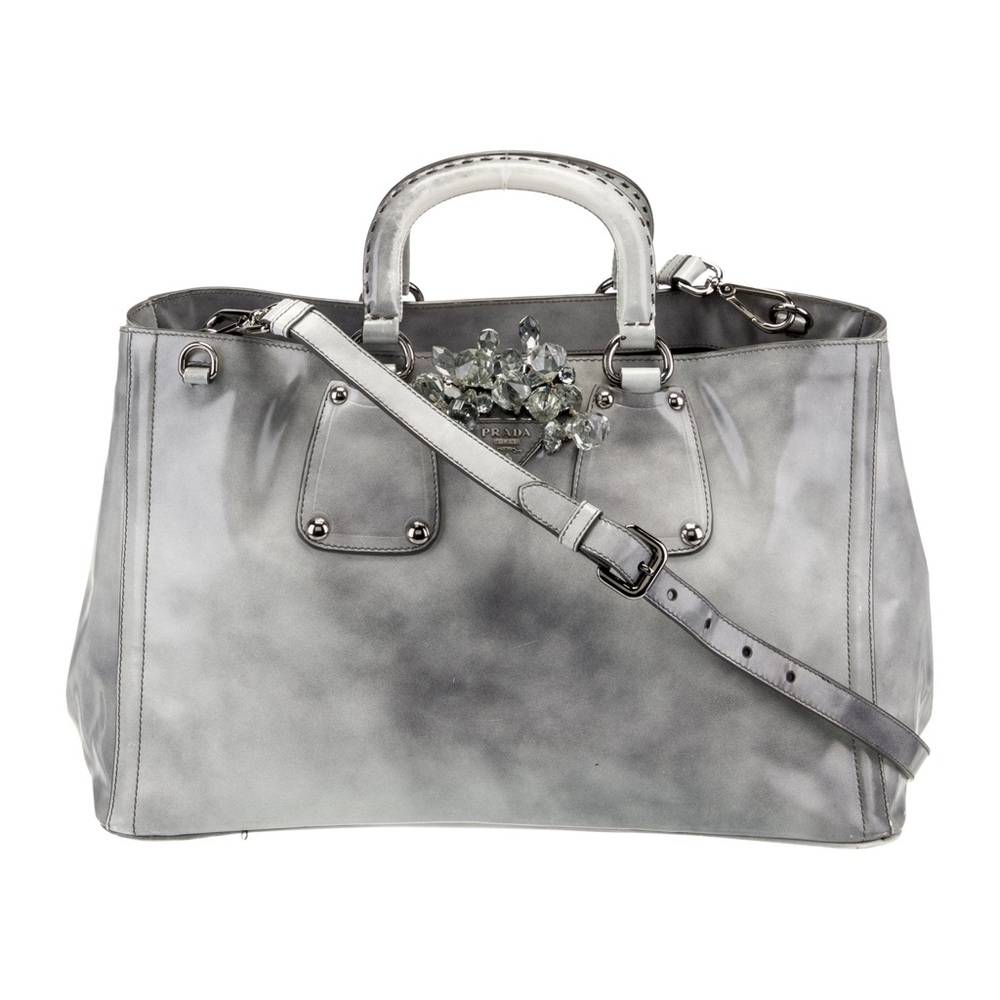 Prada Metallic Gray Tote Bag